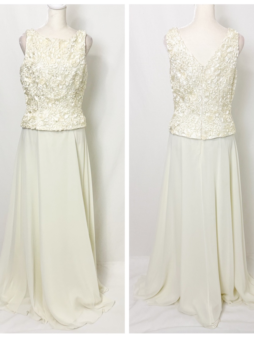 Vintage Ivory Floral embroidered Wedding Dress Court Wedding Dress